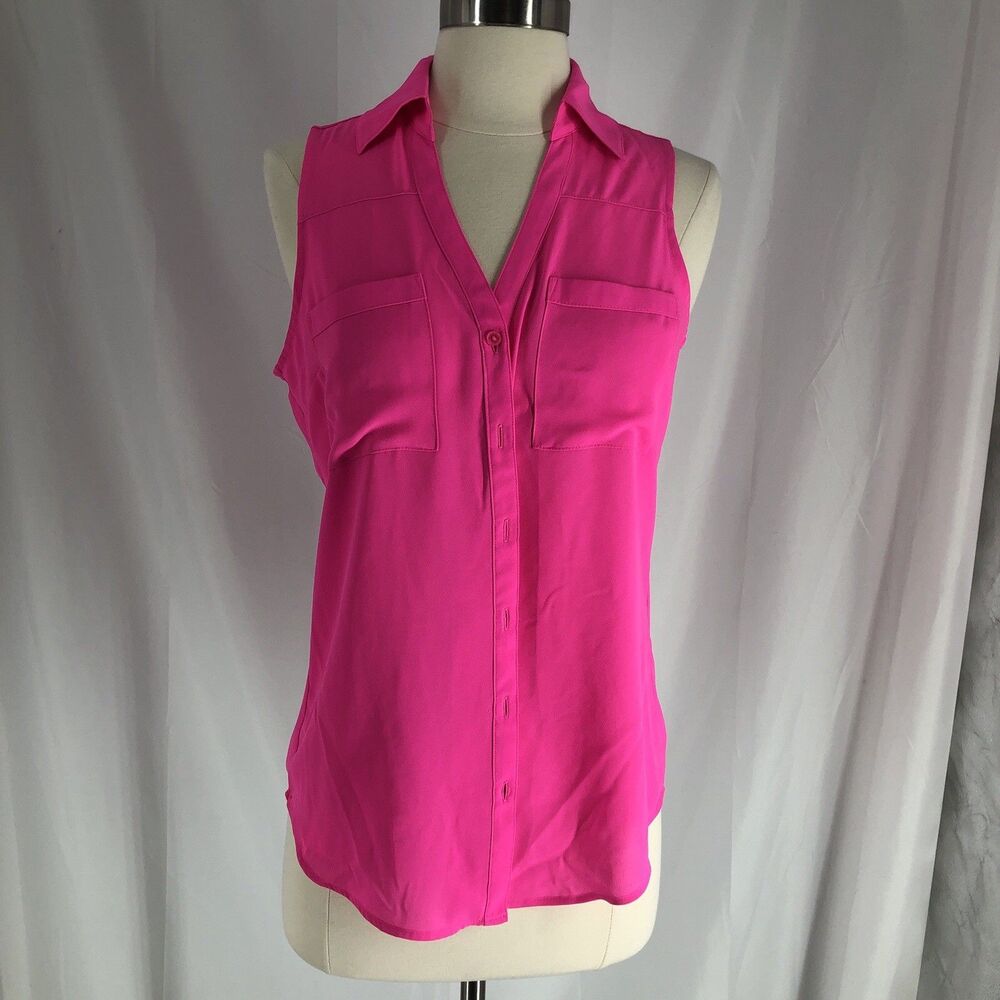 Express The Portofino Shirt Neon Pink Sleeveless Blouse XS